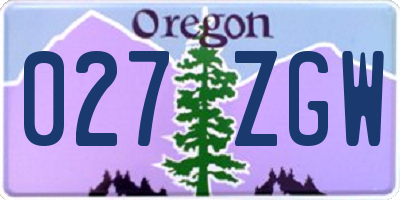 OR license plate 027ZGW
