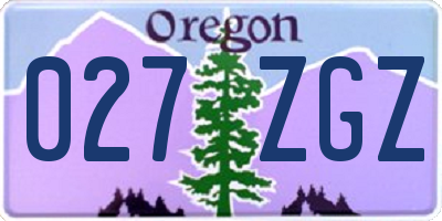 OR license plate 027ZGZ