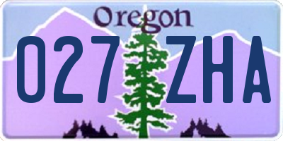 OR license plate 027ZHA