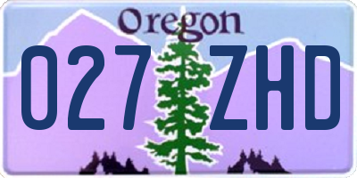 OR license plate 027ZHD