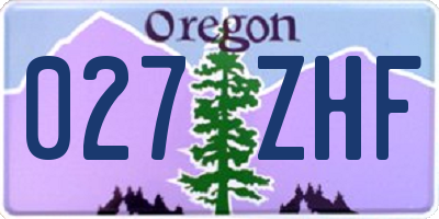 OR license plate 027ZHF