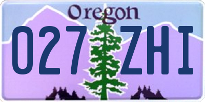 OR license plate 027ZHI