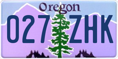 OR license plate 027ZHK