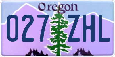 OR license plate 027ZHL