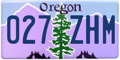 OR license plate 027ZHM