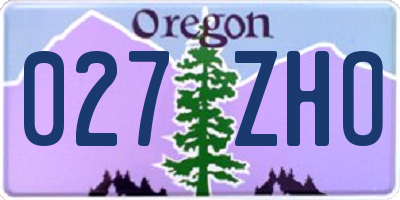 OR license plate 027ZHO