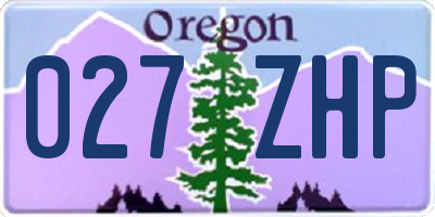 OR license plate 027ZHP