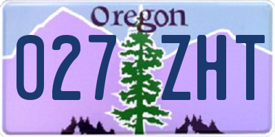 OR license plate 027ZHT