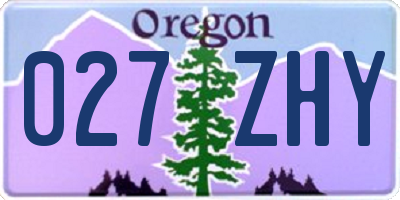 OR license plate 027ZHY