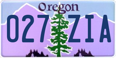 OR license plate 027ZIA