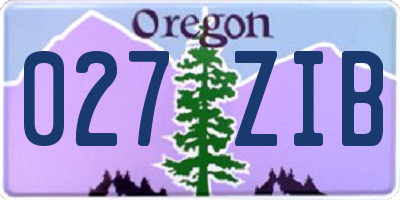 OR license plate 027ZIB