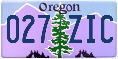 OR license plate 027ZIC