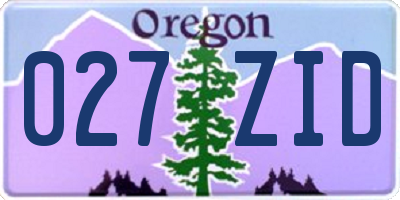 OR license plate 027ZID