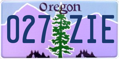 OR license plate 027ZIE