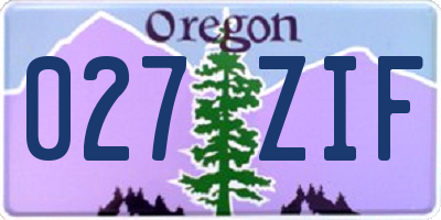 OR license plate 027ZIF