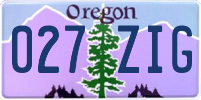 OR license plate 027ZIG