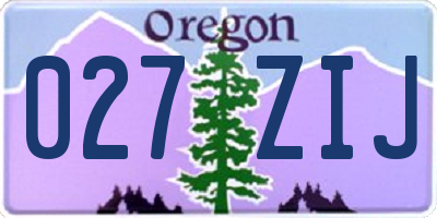 OR license plate 027ZIJ