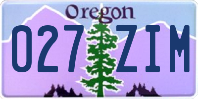 OR license plate 027ZIM