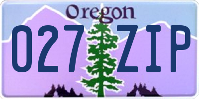 OR license plate 027ZIP