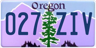 OR license plate 027ZIV