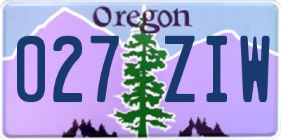 OR license plate 027ZIW