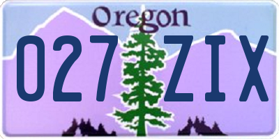 OR license plate 027ZIX