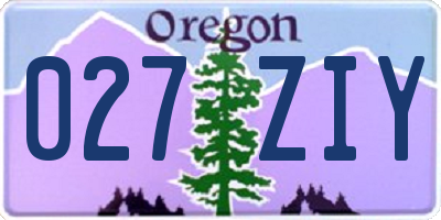 OR license plate 027ZIY