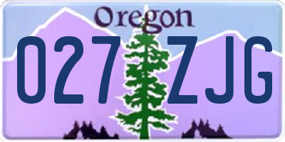 OR license plate 027ZJG