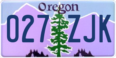 OR license plate 027ZJK