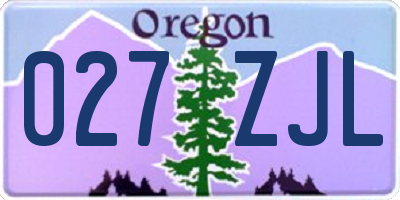 OR license plate 027ZJL