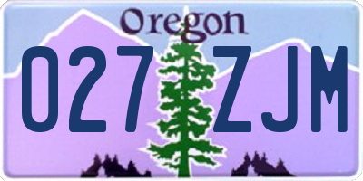 OR license plate 027ZJM