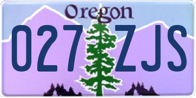 OR license plate 027ZJS