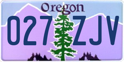 OR license plate 027ZJV