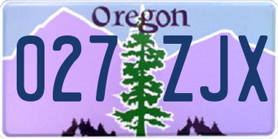 OR license plate 027ZJX