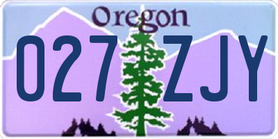 OR license plate 027ZJY