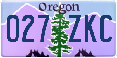 OR license plate 027ZKC
