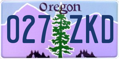 OR license plate 027ZKD