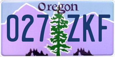 OR license plate 027ZKF
