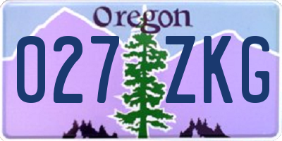 OR license plate 027ZKG