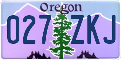 OR license plate 027ZKJ