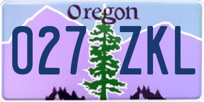 OR license plate 027ZKL
