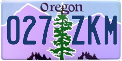 OR license plate 027ZKM