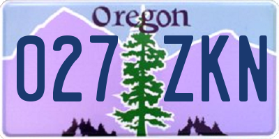 OR license plate 027ZKN