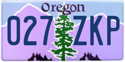 OR license plate 027ZKP