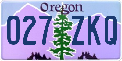 OR license plate 027ZKQ