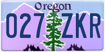 OR license plate 027ZKR
