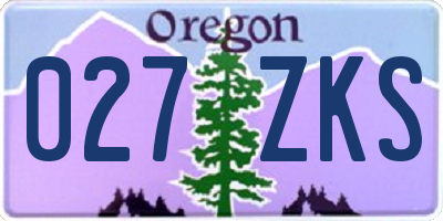 OR license plate 027ZKS