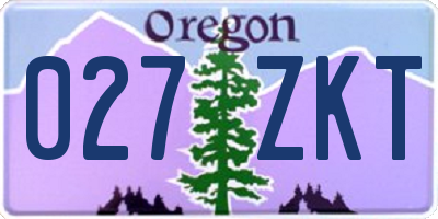 OR license plate 027ZKT