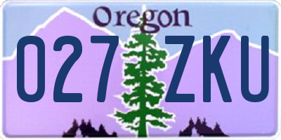 OR license plate 027ZKU