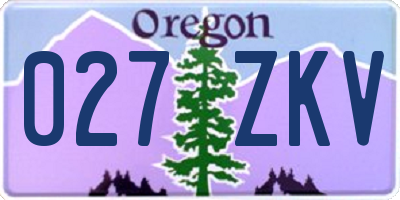 OR license plate 027ZKV